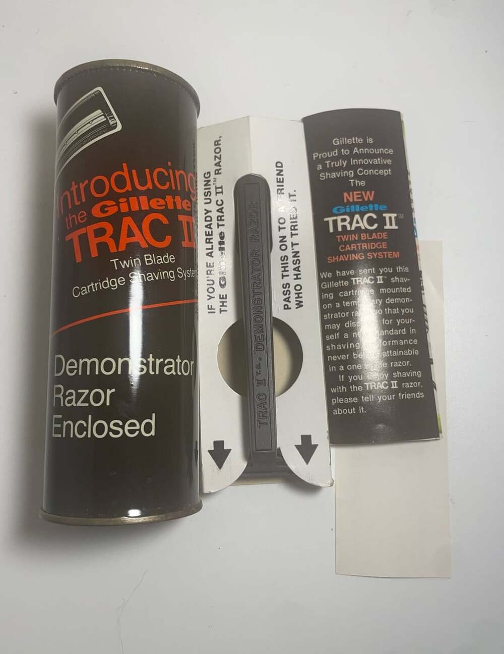 Gillette Trac II Demonstrator Razor In Can Twin Blade System
